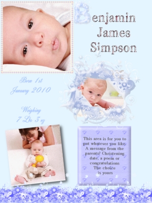 Product picture Pretty blue online birth announcement
